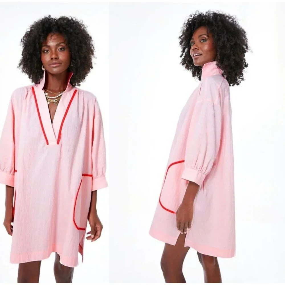 Pomander Place Pink Salt Lizzie Coverup Relexed Fit Gauzy Lightweight Size M - Picture 2 of 10